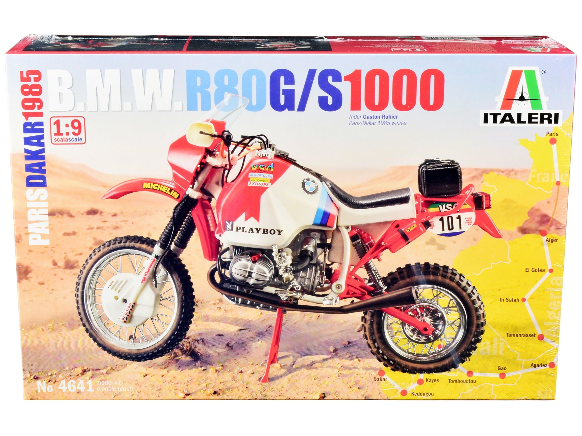 Skill 5 Model Kit BMW R80 G/S 1000 #101 Motorcycle Gaston Rahier Winner "Paris-Dakar" (1985) 1/9 Scale Model by Italeri Italeri