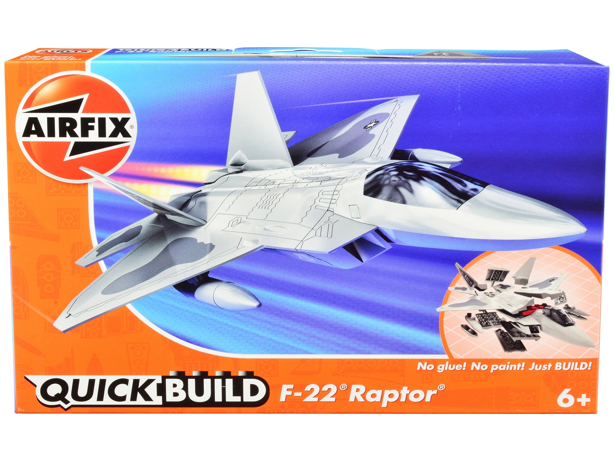 Skill 1 Model Kit F22 Raptor Snap Together Painted Plastic Model Airplane Kit by Airfix Quickbuild Airfix Quickbuild