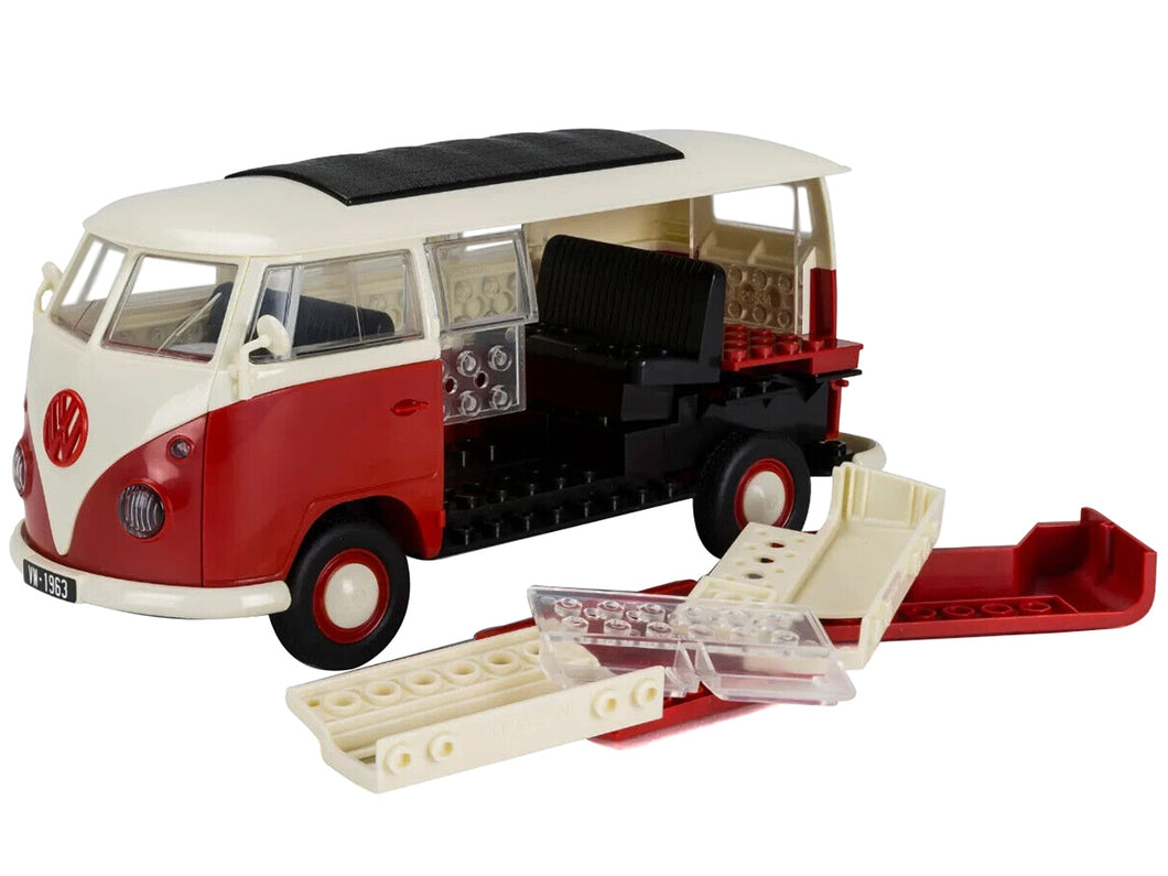 Skill 1 Model Kit Volkswagen Camper Van Red Snap Together Model by Airfix Quickbuild Airfix Quickbuild