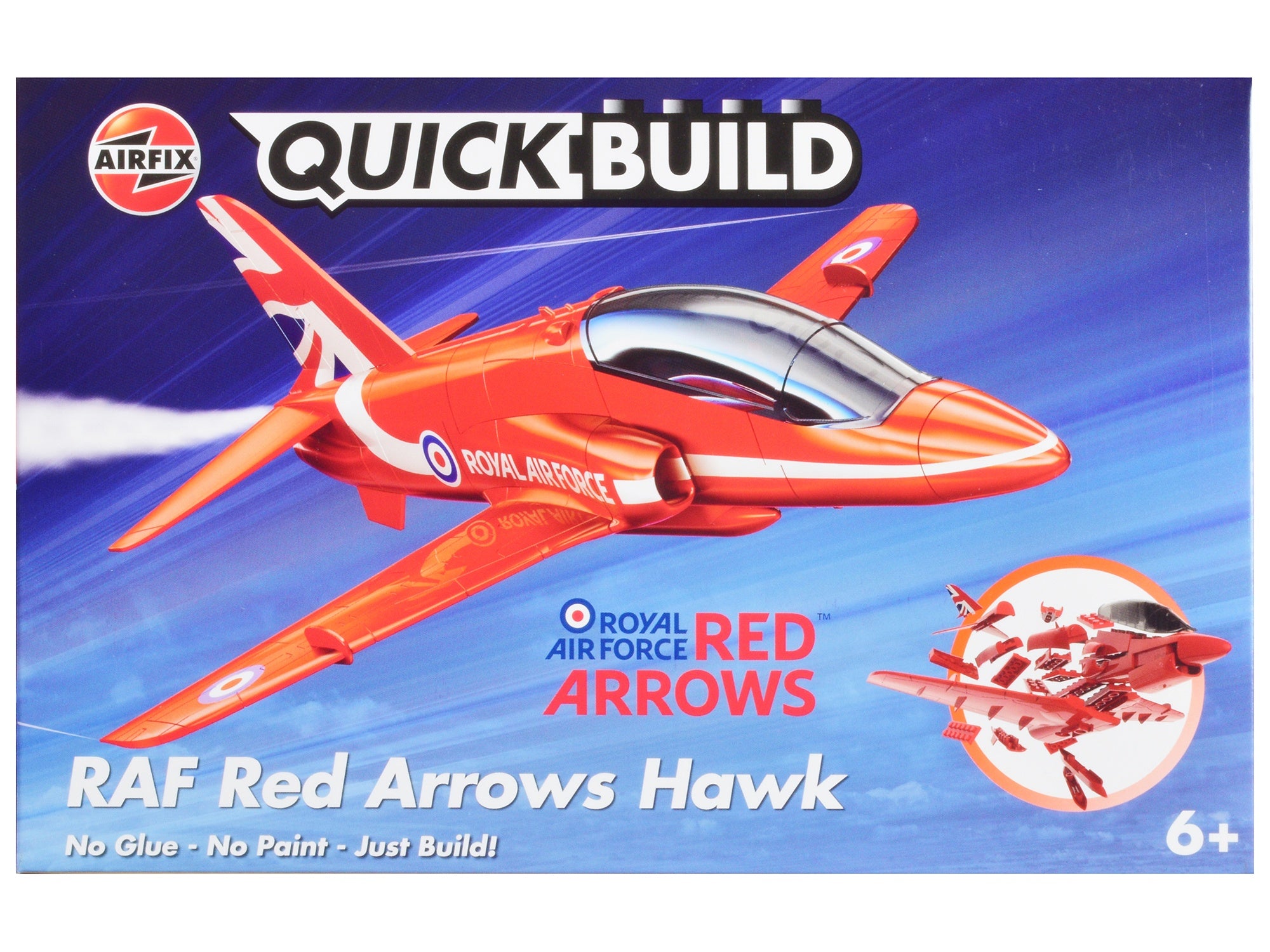 Skill 1 Model Kit Royal Air Force Red Arrows Hawk Aircraft Red Snap Together Painted Plastic Model Airplane Kit by Airfix Quickbuild Airfix Quickbuild