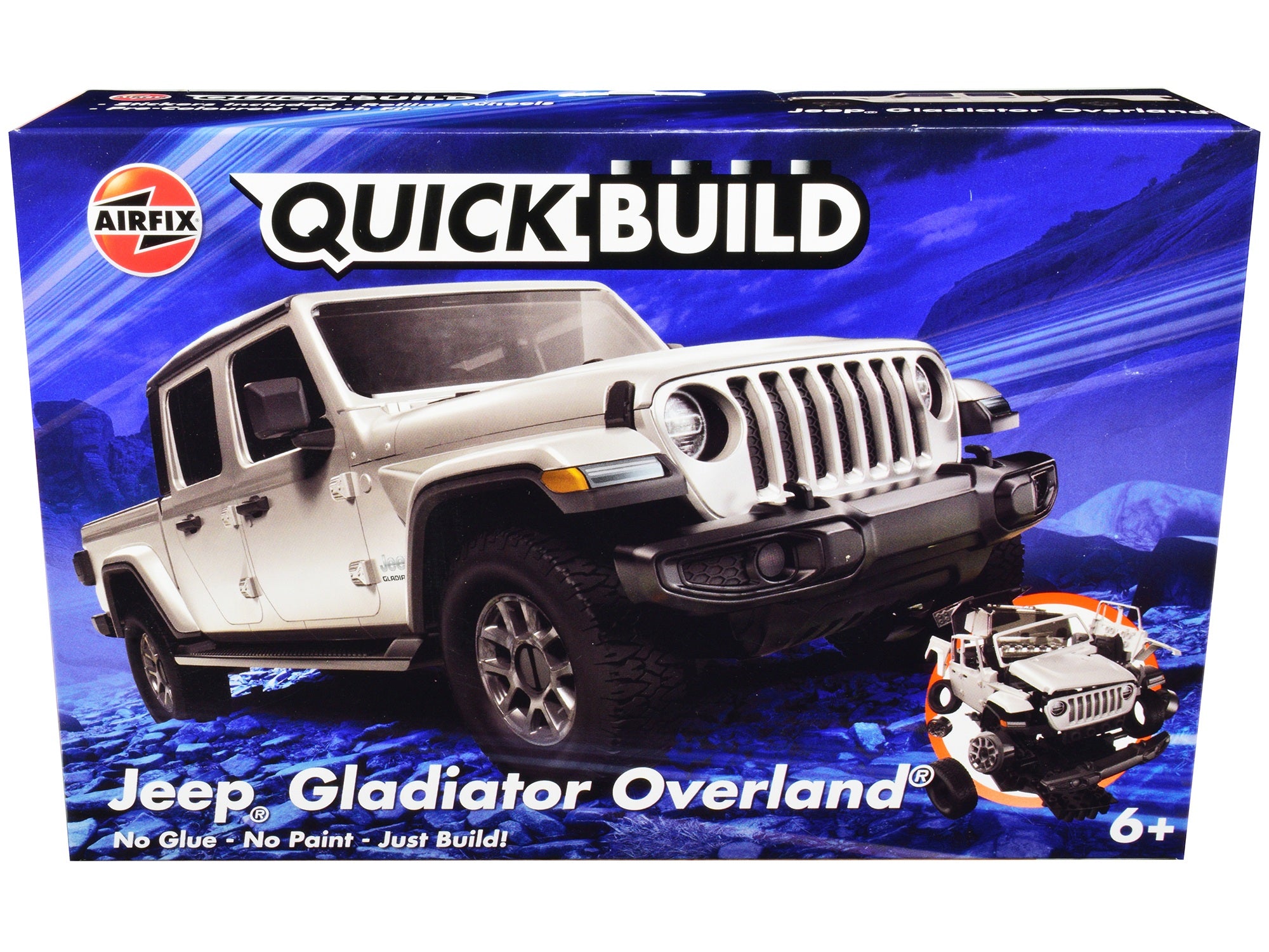 Skill 1 Model Kit Jeep Gladiator (JT) Overland Silver Snap Together Model by Airfix Quickbuild Airfix Quickbuild