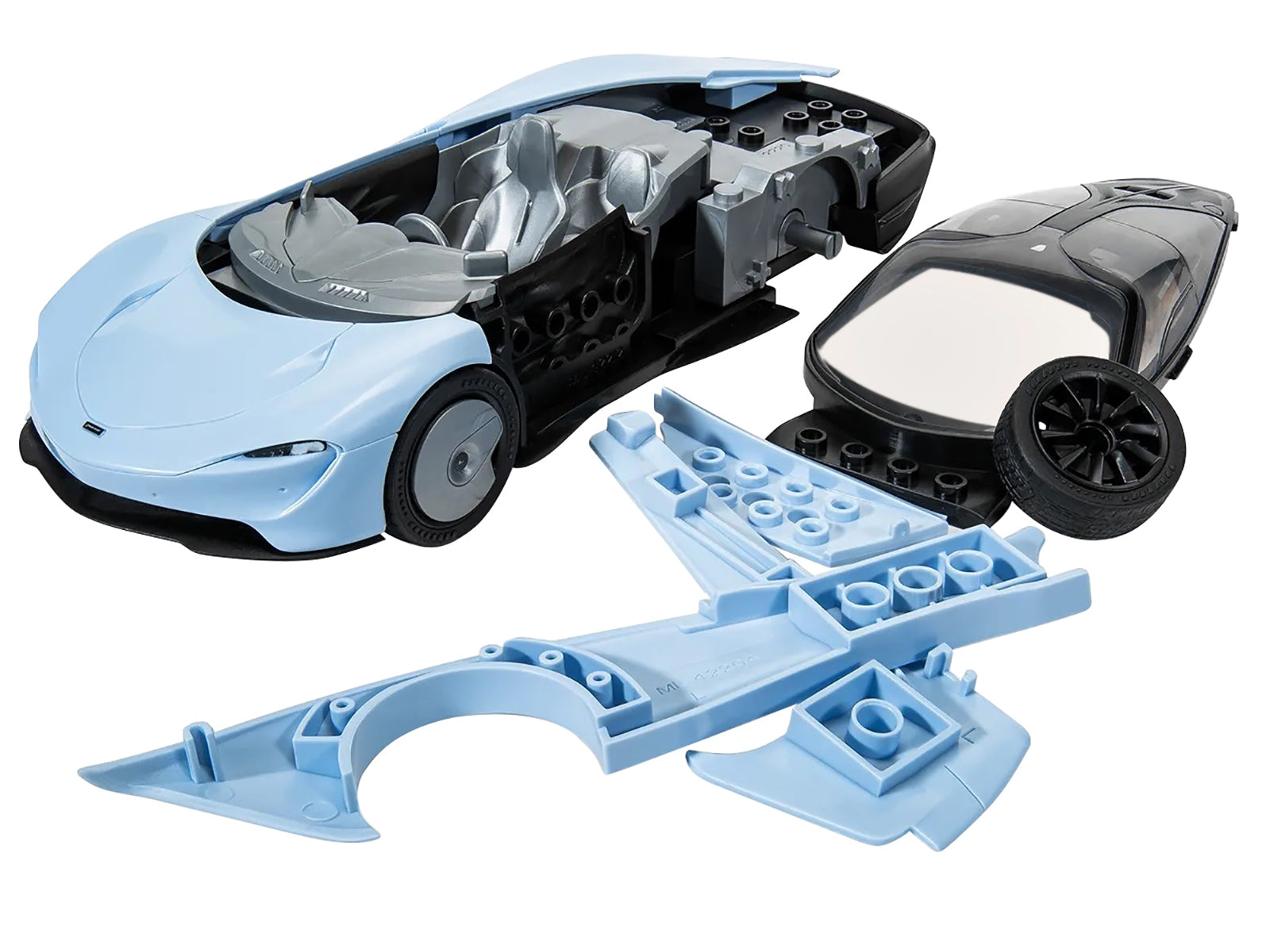 Skill 1 Model Kit McLaren Speedtail Light Blue with Black Top Snap Together Painted Plastic Model Car Kit by Airfix Quickbuild Airfix Quickbuild