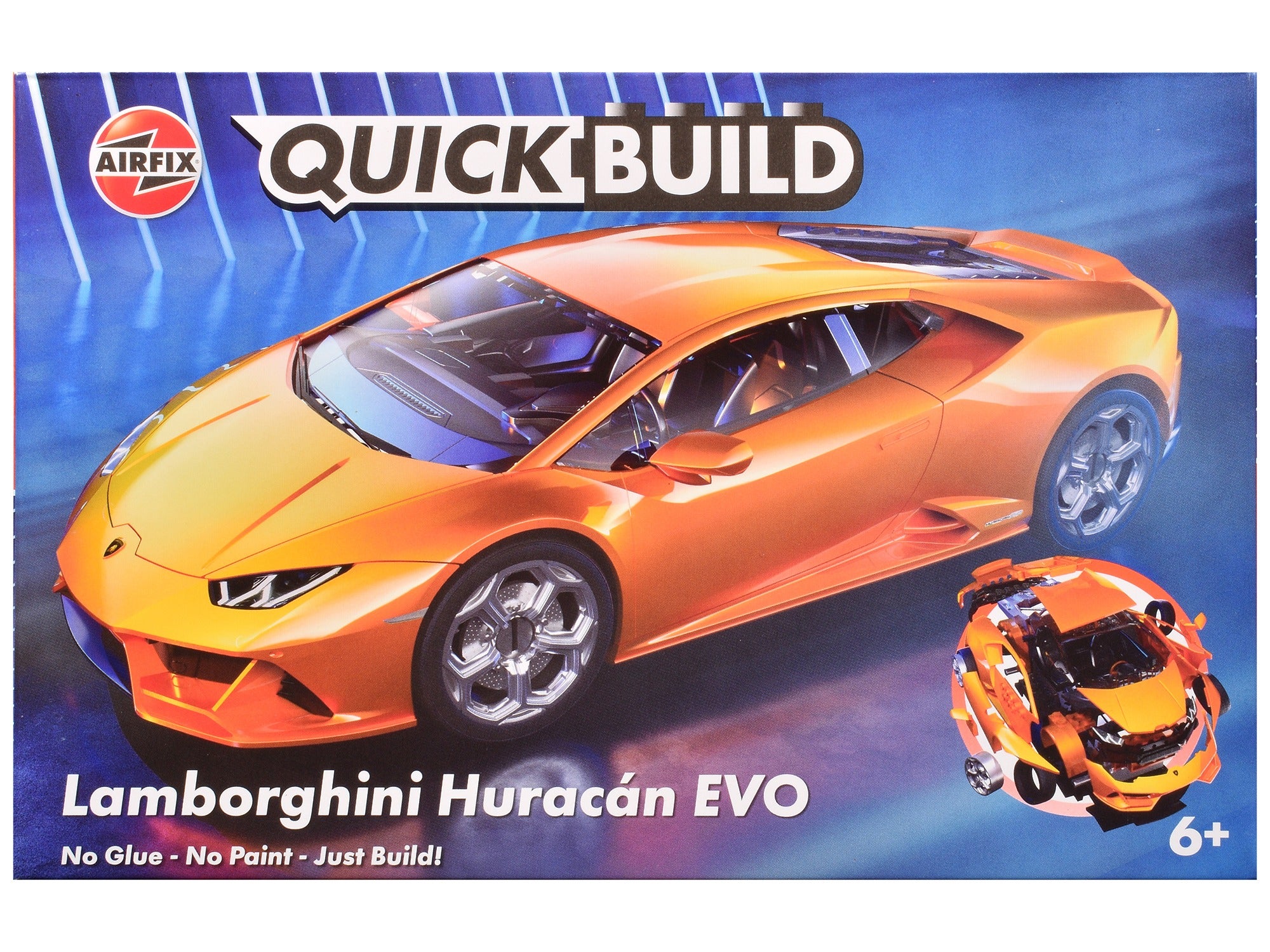 Skill 1 Model Kit Lamborghini Huracan EVO Orange Snap Together Snap Together Painted Plastic Model Car Kit by Airfix Quickbuild Airfix Quickbuild