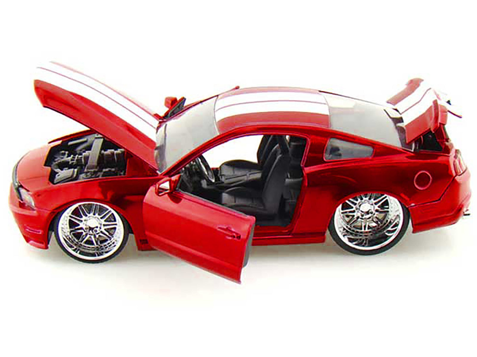 2010 Ford Mustang GT Red Metallic with White Stripes "Bigtime Muscle" Series 1/24 Diecast Model Car by Jada Jada