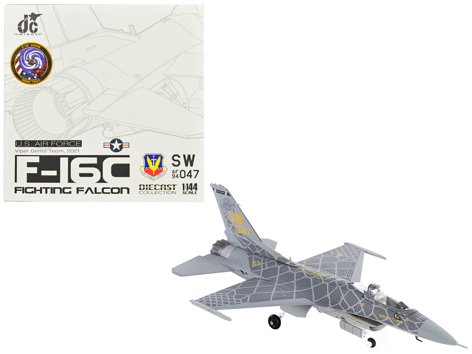 Lockheed Martin F-16C Fighting Falcon Fighter Aircraft "Viper Demo Team" (2021) United States Air Force 1/144 Diecast Model by JC Wings JC Wings