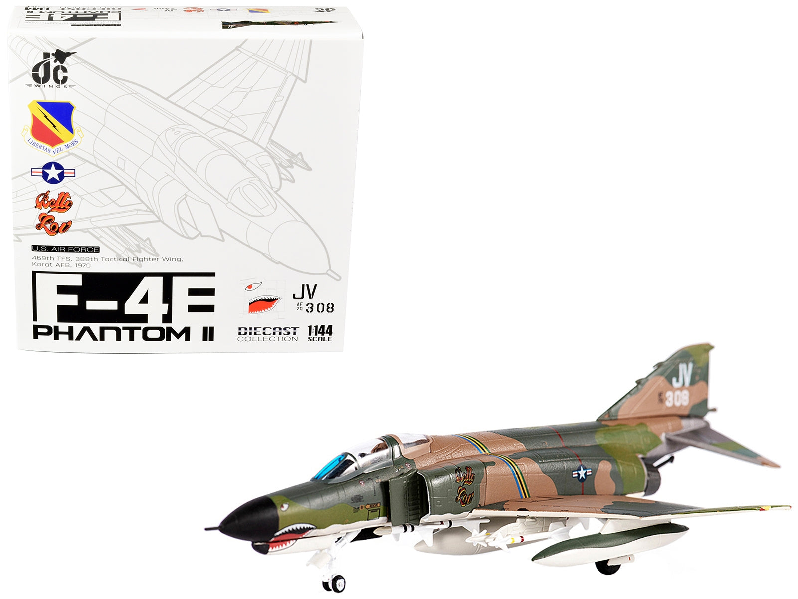 McDonnell Douglas F-4E Phantom II War Plane "USAF 469th TFS 388th Tactical Fighter Wing Karat AFB" (1970) 1/144 Diecast Model by JC Wings JC Wings