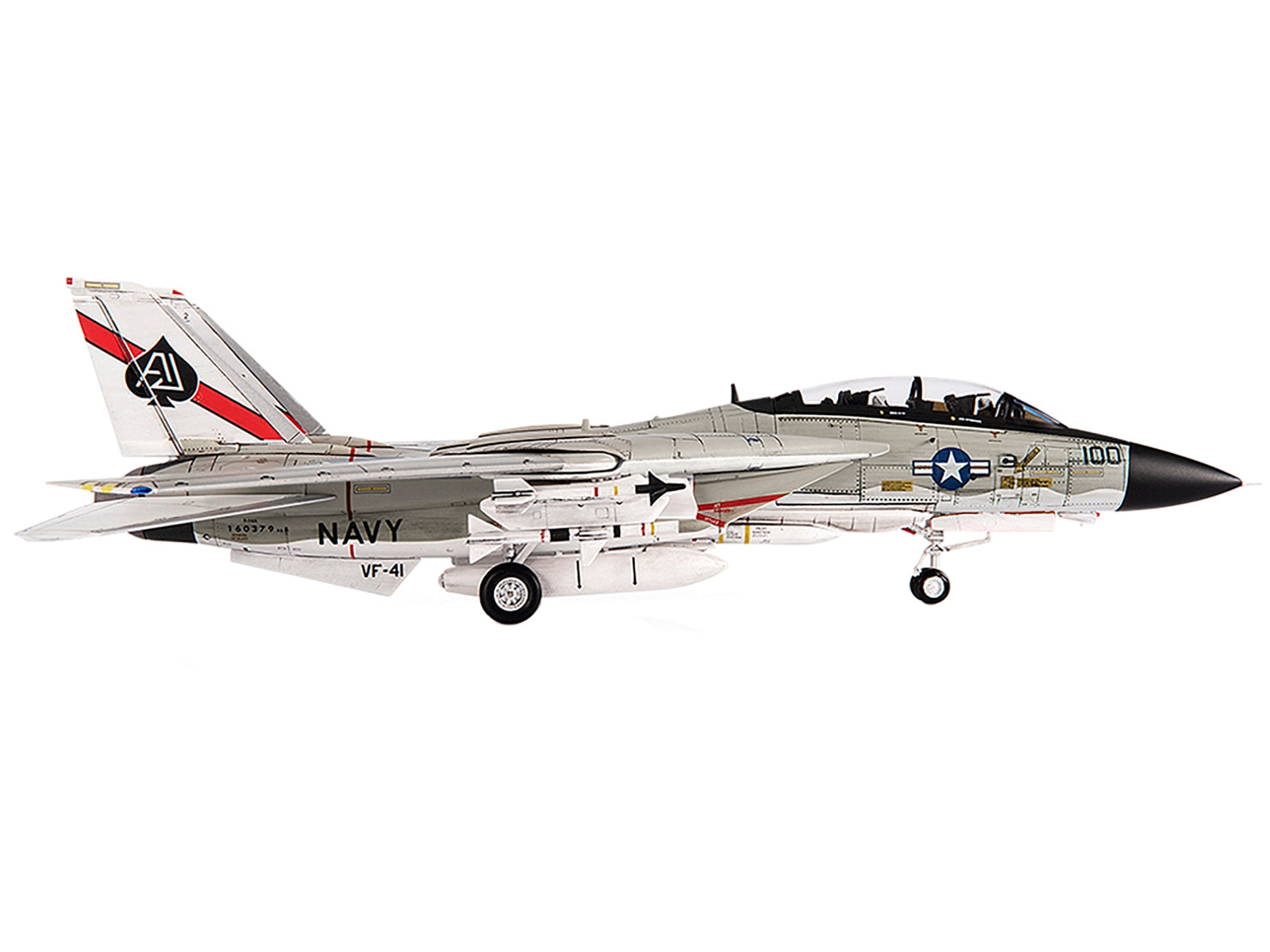 Grumman F-14D Tomcat Fighter Plane "U.S. Navy VF-41 Black Aces" (1978) 1/72 Diecast Model by JC Wings JC Wings