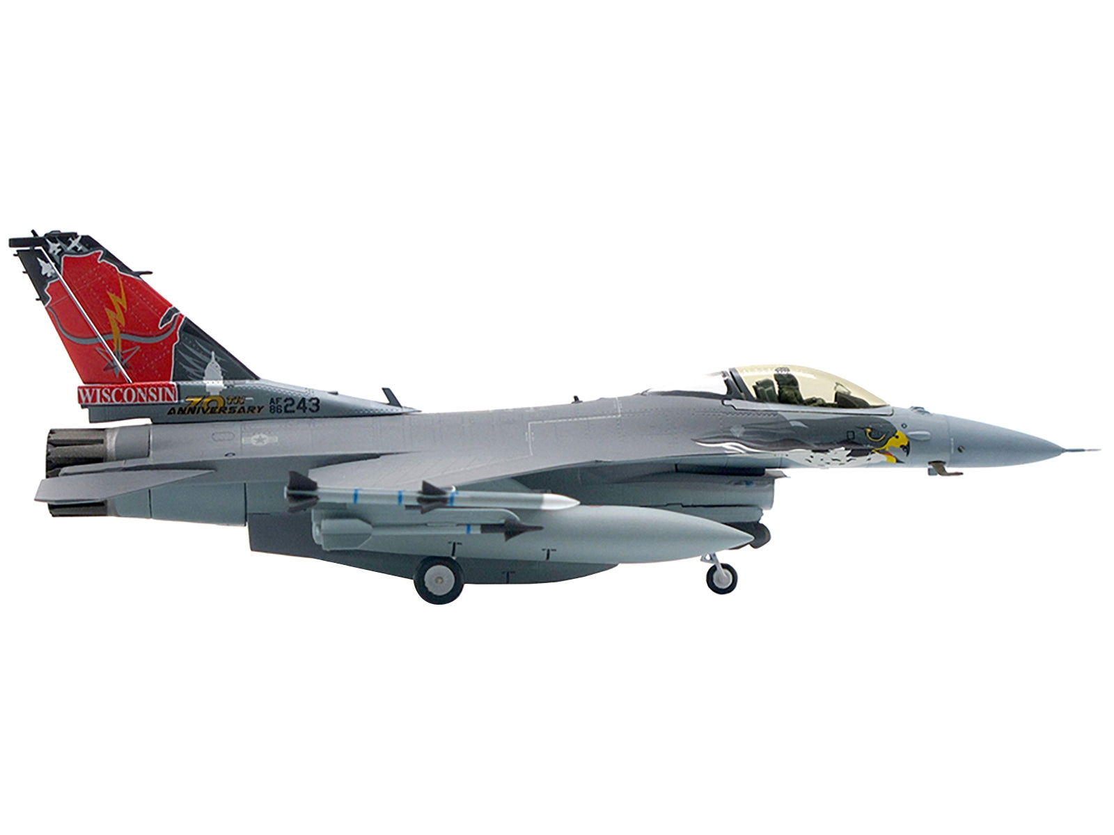 Lockheed F-16C Fighting Falcon Fighter Aircraft "USAF ANG 115th Fighter Wing Wisconsin 70th Anniversary" (2018) 1/72 Diecast Model by JC Wings JC Wings