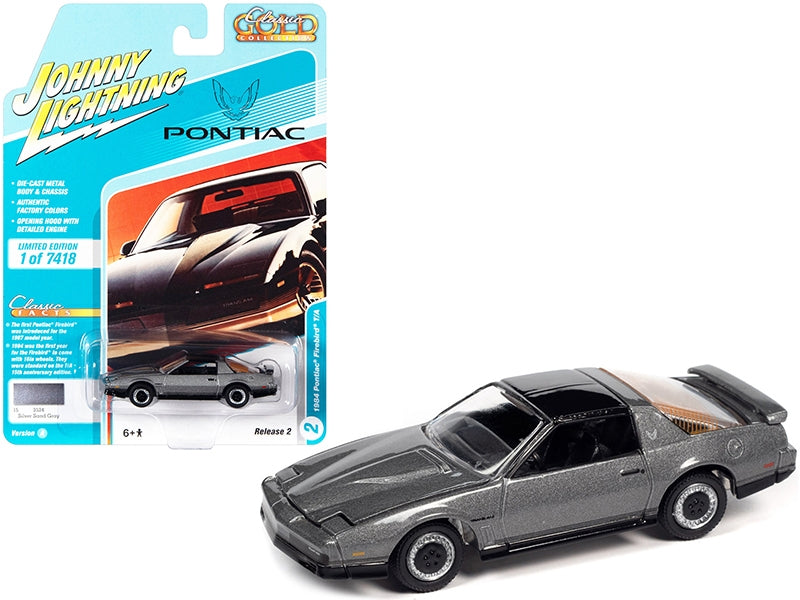 1984 Pontiac Firebird Trans Am T/A Silver Sand Gray Metallic with Black Top "Classic Gold Collection" Series Limited Edition to 7418 pieces Worldwide 1/64 Diecast Model Car by Johnny Lightning Johnny Lightning