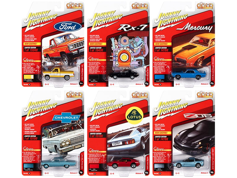 "Classic Gold Collection" 2021 Set A of 6 Cars Release 4 1/64 Diecast Model Cars by Johnny Lightning Johnny Lightning