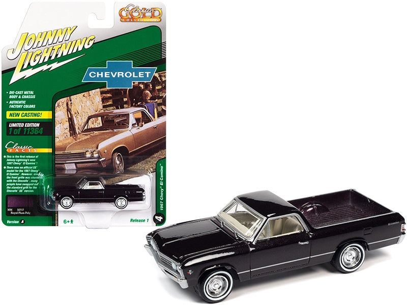 1967 Chevrolet El Camino Royal Plum Metallic "Classic Gold Collection" Series Limited Edition to 11364 pieces Worldwide 1/64 Diecast Model Car by Johnny Lightning Johnny Lightning