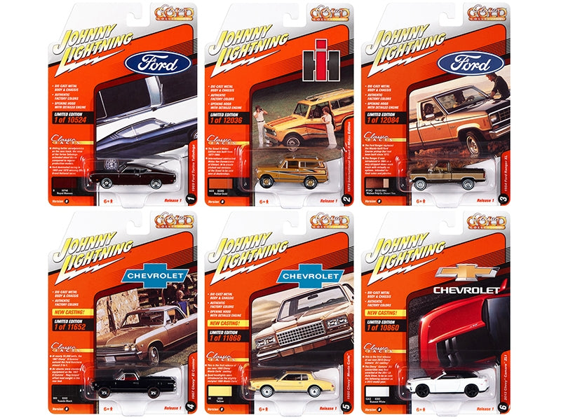 "Classic Gold Collection" 2022 Set B of 6 Cars Release 1 1/64 Diecast Model Cars by Johnny Lightning Johnny Lightning