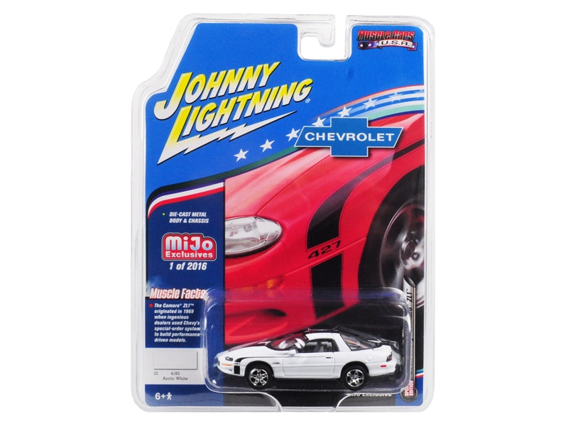 2002 Chevrolet Camaro ZL1 427 Arctic White with Black Stripes "Muscle Cars USA" Limited Edition to 2016 pieces Worldwide 1/64 Diecast Model Car by Johnny Lightning Johnny Lightning