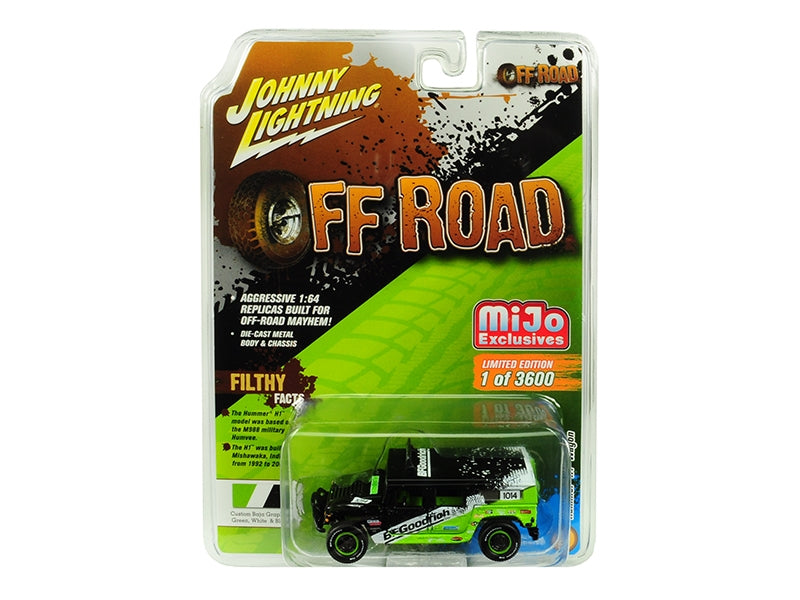 Hummer H1 Wagon #1014 Black and Green "BFGoodrich" "Off Road" Limited Edition to 3600 pieces Worldwide 1/64 Diecast Model Car by Johnny Lightning Johnny Lightning