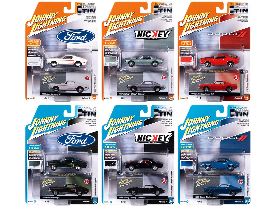 Johnny Lightning Collector's Tin 2021 Set of 6 Cars Release 3 Limited Edition of 7140 pieces Worldwide 1/64 Diecast Model Cars by Johnny Lightning Johnny Lightning