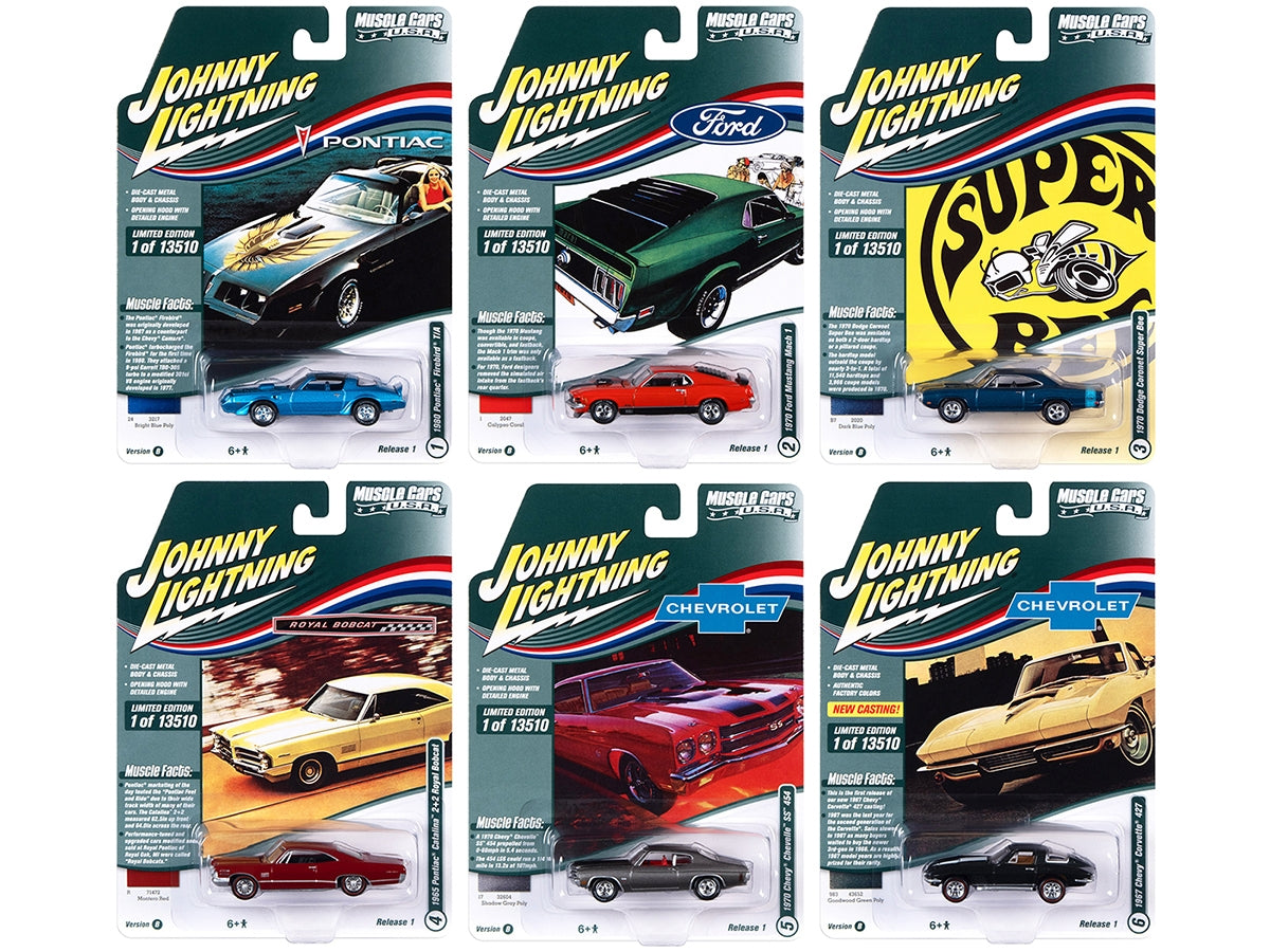 "Muscle Cars USA" 2022 Set B of 6 pieces Release 1 1/64 Diecast Model Cars by Johnny Lightning Johnny Lightning