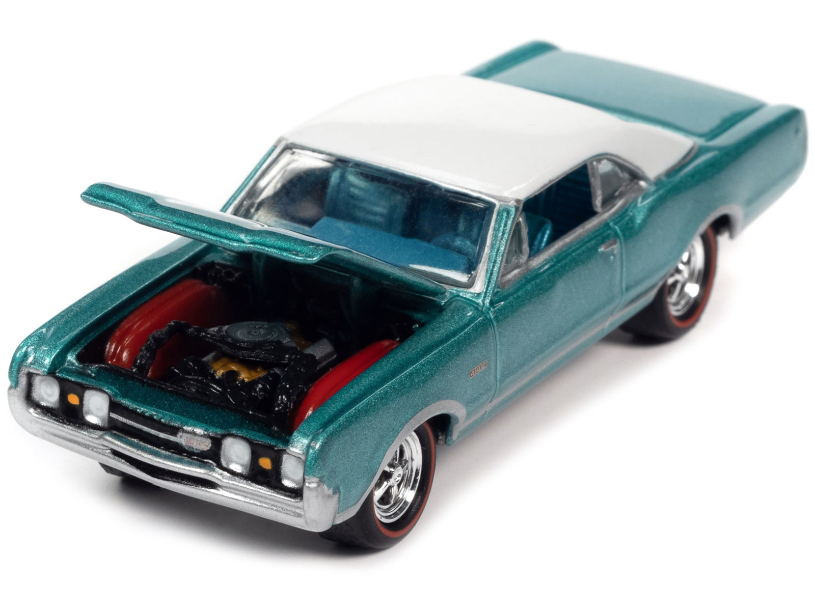 1967 Oldsmobile 442 W-30 Aquamarine Metallic with White Top "MCACN (Muscle Car and Corvette Nationals)" Limited Edition to 4164 pieces Worldwide "Muscle Cars USA" Series 1/64 Diecast Model Car by Johnny Lightning Johnny Lightning