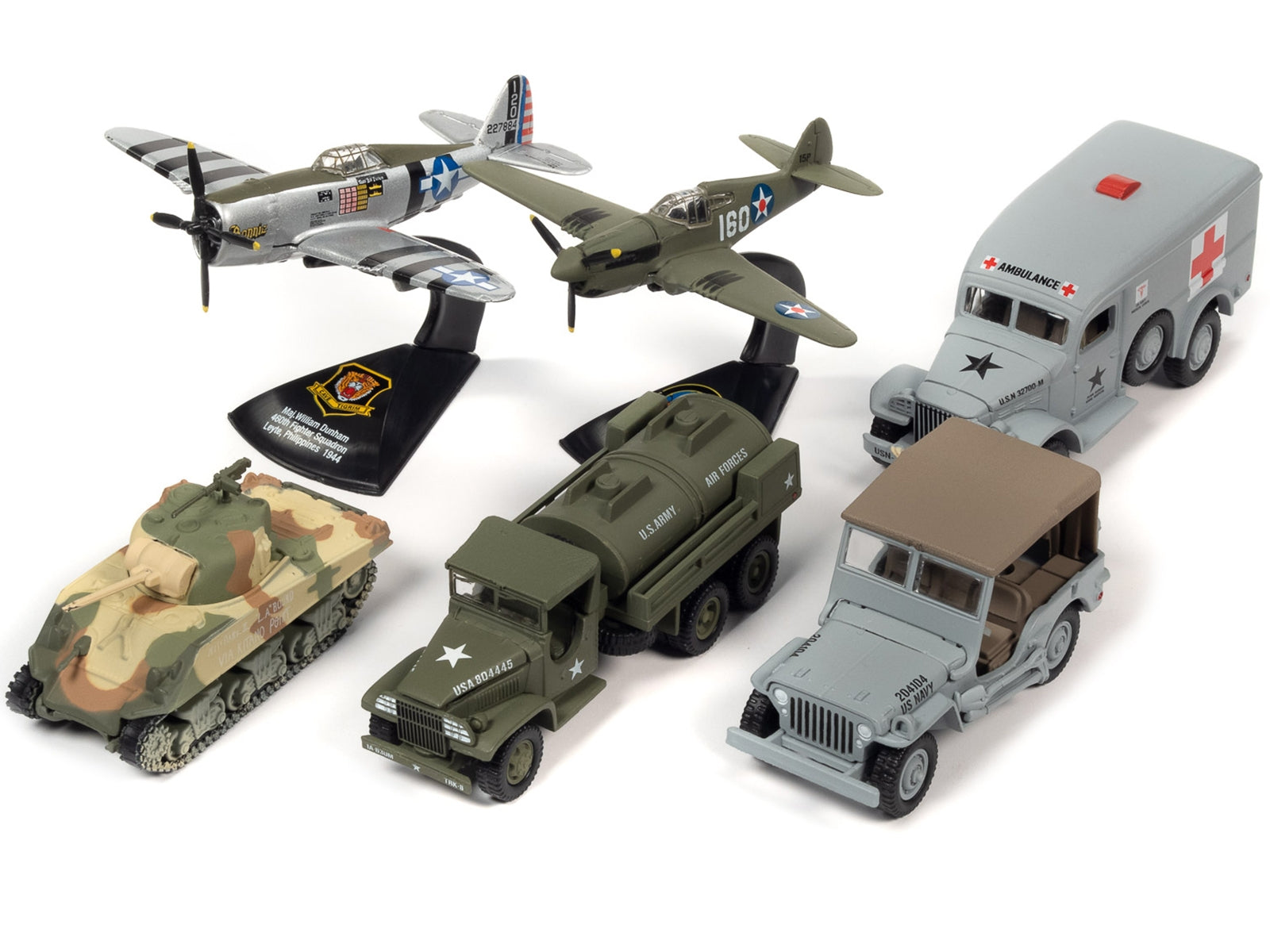 "WWII Warriors: Pacific Theater" Military 2022 Set A of 6 pieces Release 2 Limited Edition to 2000 pieces Worldwide Diecast Model Cars by Johnny Lightning Johnny Lightning