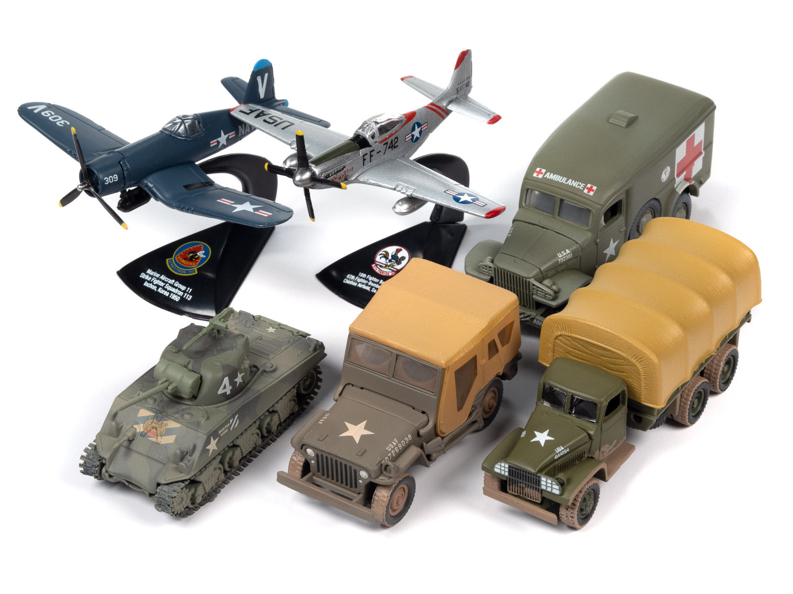 "Korea: The Forgotten War" Military Set B of 6 pieces 2023 Release 1 Limited Edition to 2000 pieces Worldwide Diecast Models by Johnny Lightning Johnny Lightning