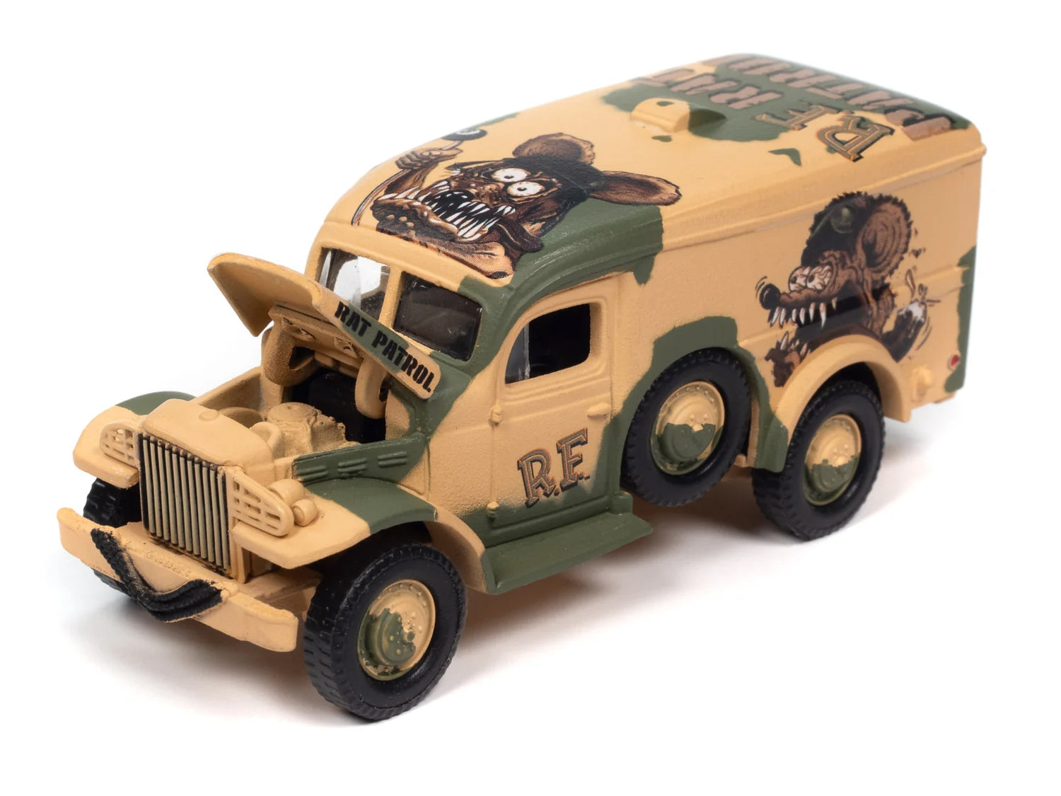 Dodge WC54 Ambulance Desert Camouflage "Rat Fink" "Pop Culture" 2024 Release 2 1/64 Diecast Model Car by Johnny Lightning Johnny Lightning