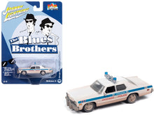 Load image into Gallery viewer, 1975 Dodge Monaco &quot;Chicago Police&quot; White (Dirty Version) &quot;Blues Brothers&quot; (1980) Movie &quot;Pop Culture&quot; 2024 Release 2 1/64 Diecast Model Car by Johnny Lightning Johnny Lightning
