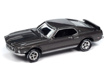 Load image into Gallery viewer, 1969 Ford Mustang Mach I Gray Metallic with Black Stripes &quot;John Wick&quot; (2014) Movie &quot;Pop Culture&quot; 2024 Release 2 1/64 Diecast Model Car by Johnny Lightning Johnny Lightning
