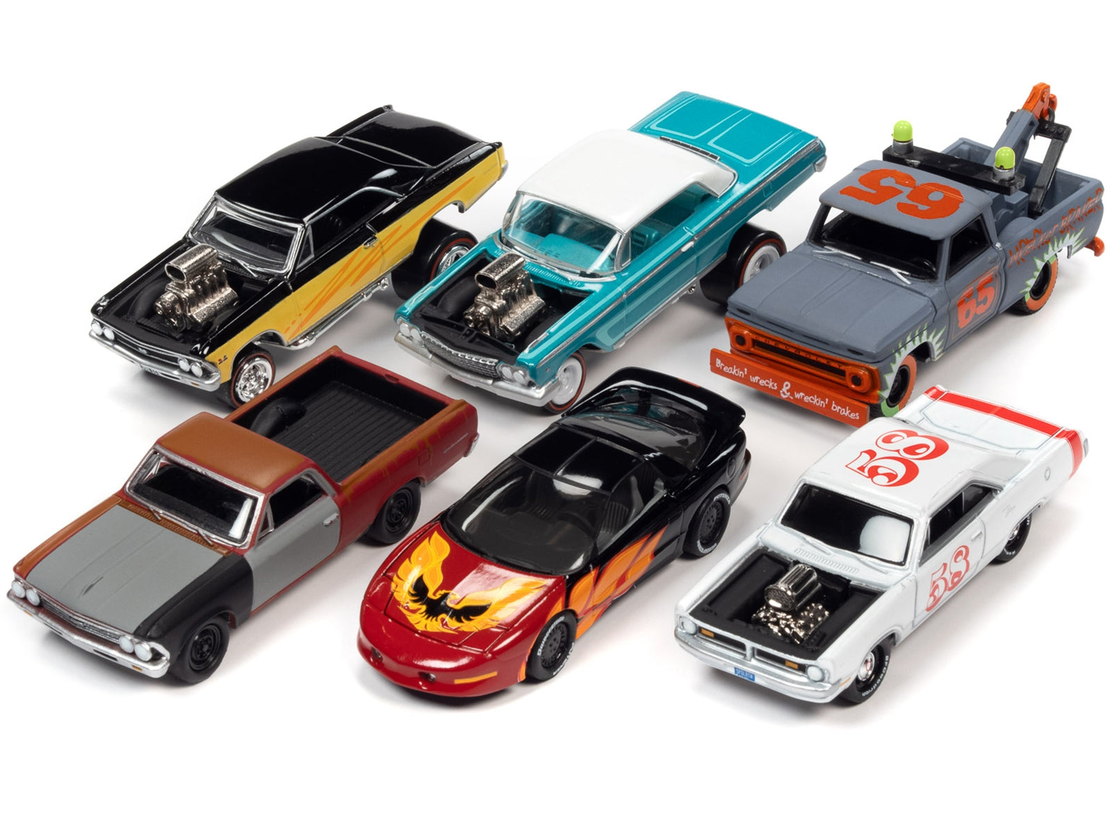 "Street Freaks" 2021 Set A of 6 Cars Release 4 1/64 Diecast Model Cars by Johnny Lightning Johnny Lightning