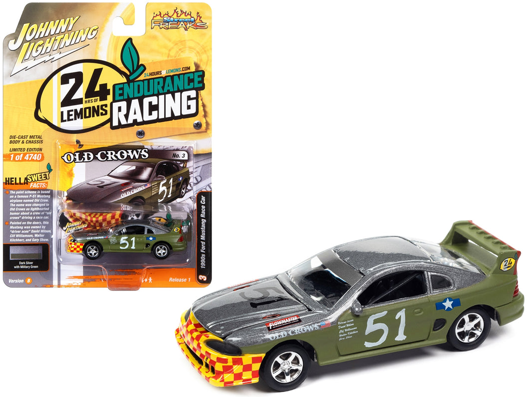 1990s Ford Mustang Race Car #51 Military Green and Dark Silver Metallic 