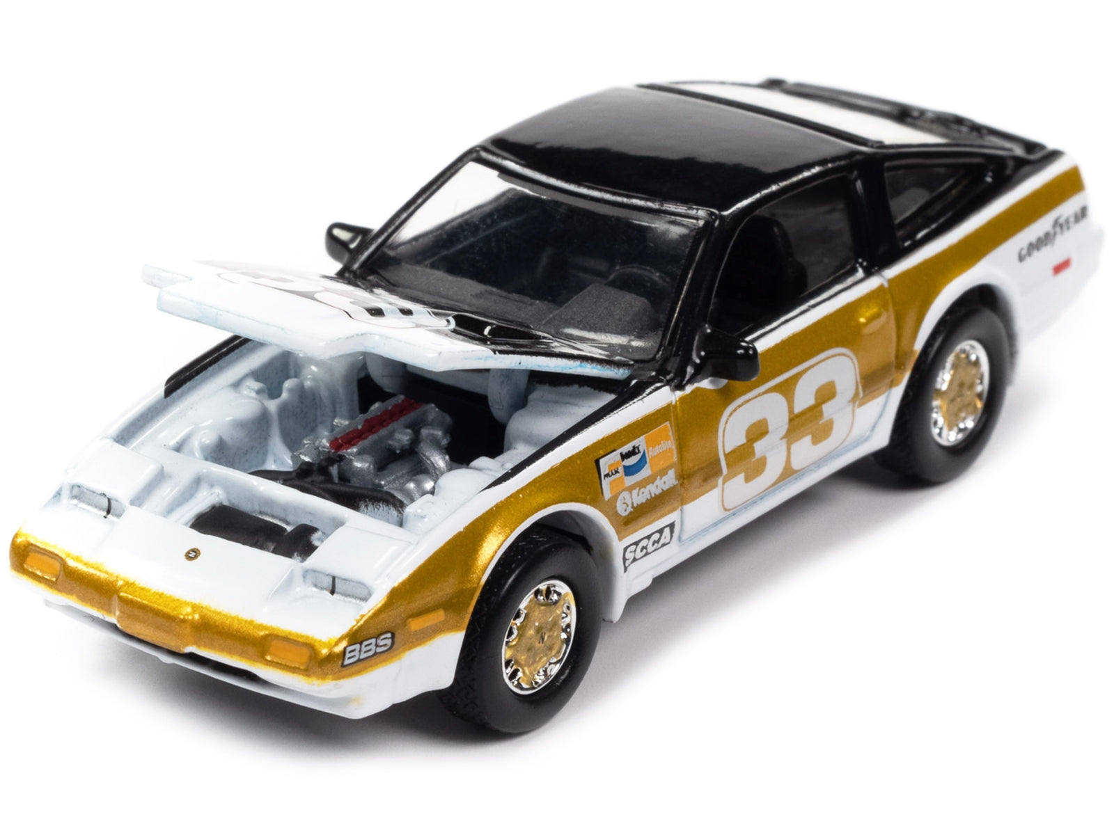 1985 Nissan 300ZX #33 Black White and Gold "Go for the Gold" "Import Heat GT" Limited Edition to 4788 pieces Worldwide "Street Freaks" Series 1/64 Diecast Model Car by Johnny Lightning Johnny Lightning