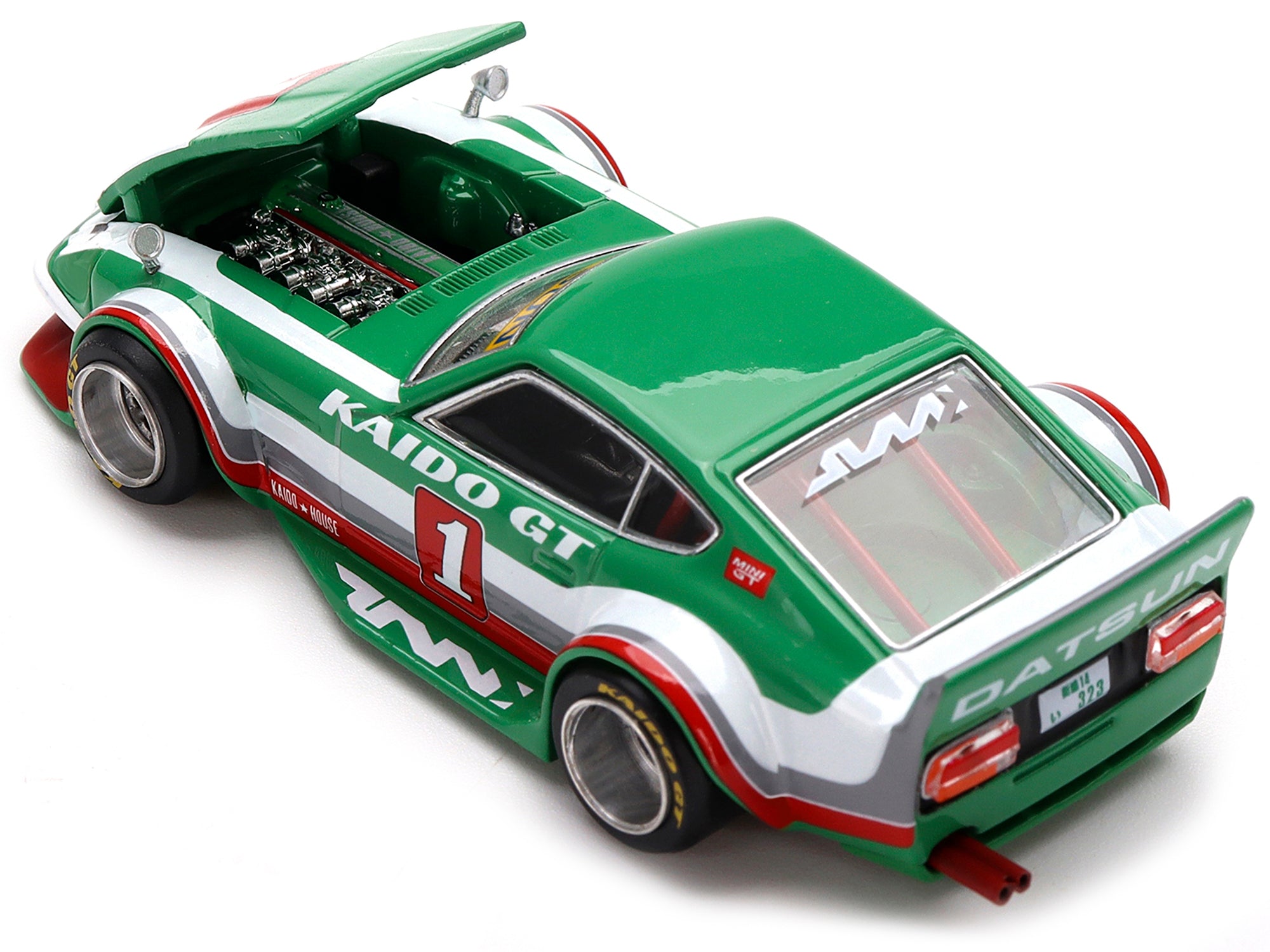 Datsun Fairlady Z Kaido GT V2 RHD (Right Hand Drive) #1 Green with Stripes (Designed by Jun Imai) "Kaido House" Special 1/64 Diecast Model Car by True Scale Miniatures True Scale Miniatures