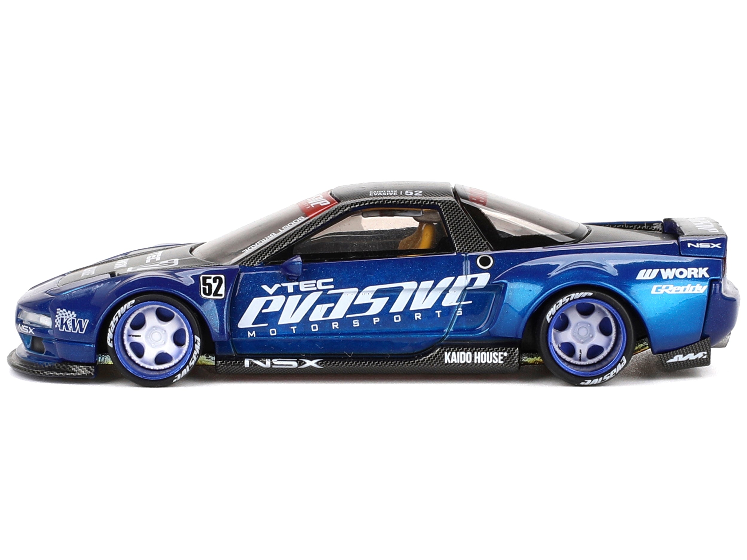 Honda NSX "Evasive V2" #52 Blue Metallic with Carbon Top (Designed by Jun Imai) "Kaido House" Special 1/64 Diecast Model Car by Mini GT Mini GT