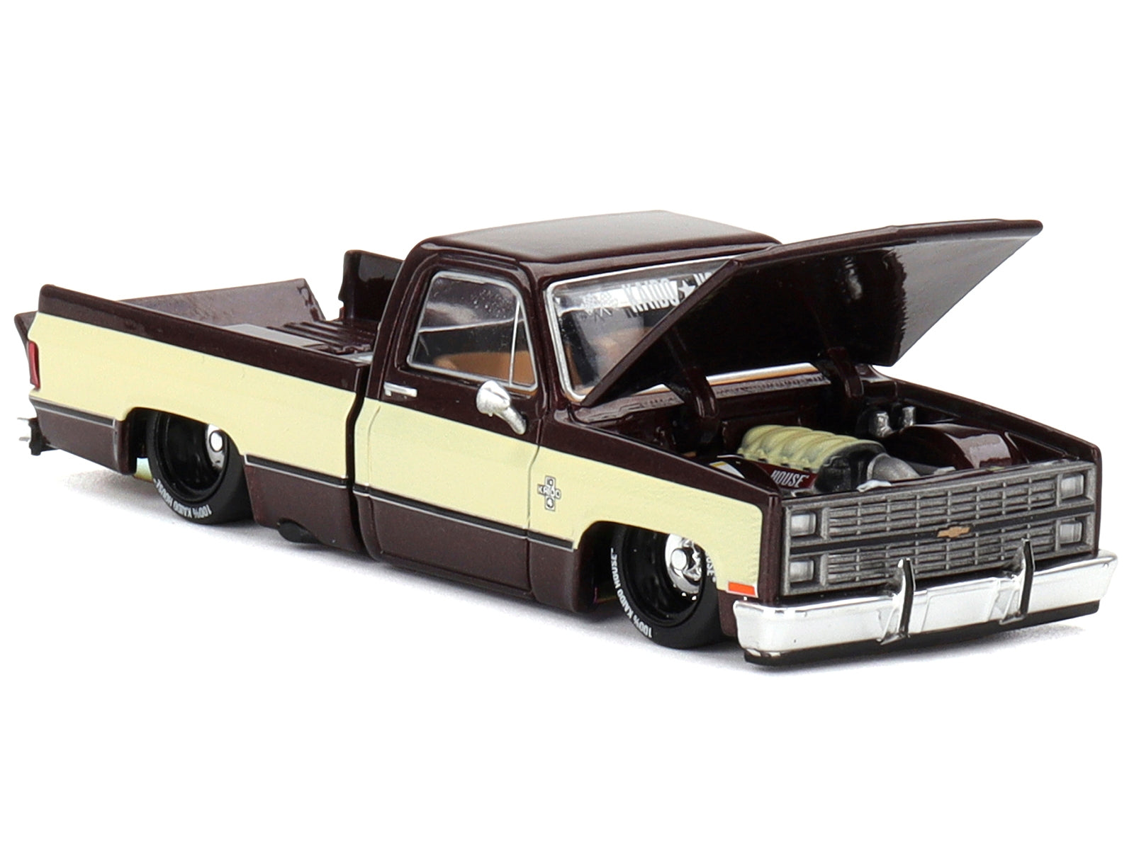 Chevrolet Silverado Pickup Truck "KAIDO Vintage Spec V1" Brown with Cream Sides (Designed by Jun Imai) "Kaido House" Special 1/64 Diecast Model Car by Mini GT Mini GT