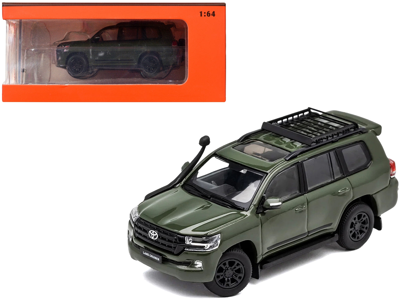 2015 Toyota Land Cruiser (200) Green with Roof Rack 1/64 Diecast Model Car by GCD GCD