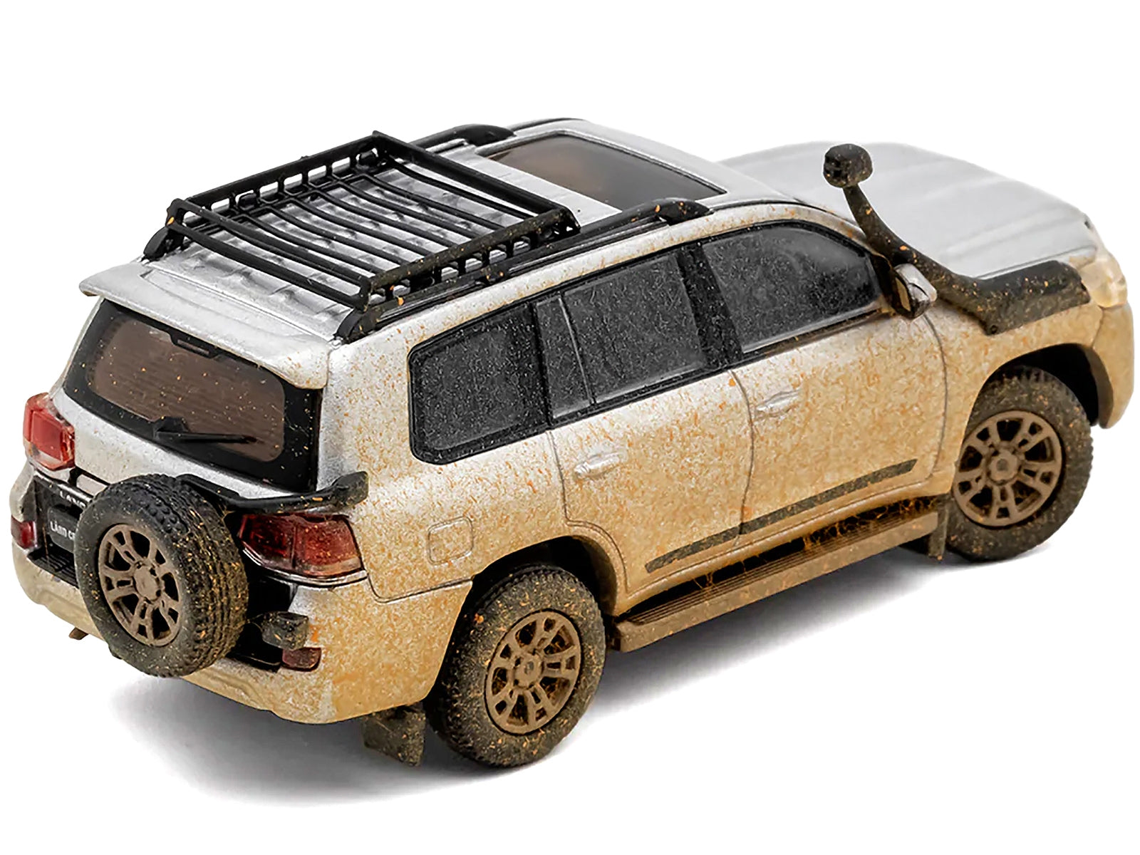 2015 Toyota Land Cruiser (200) Silver Metallic (Dirty Version) with Roof Rack 1/64 Diecast Model Car by GCD GCD