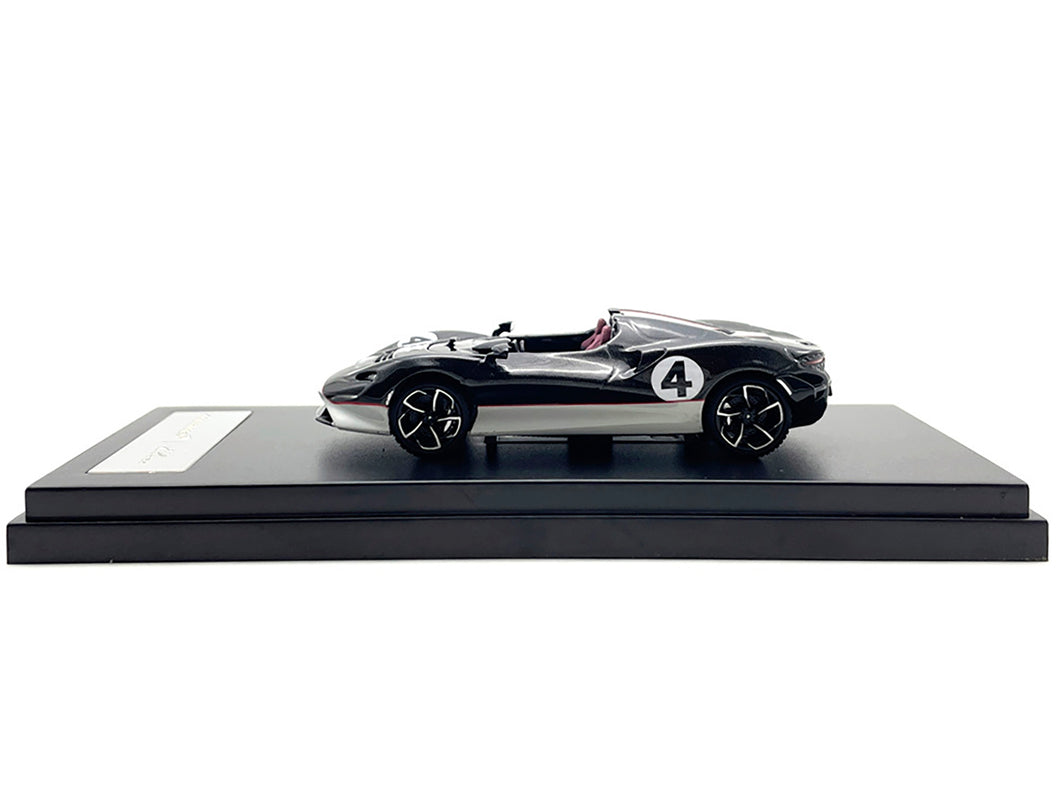 McLaren Elva Convertible #4 Carbon Black with White and Red Stripes 1/64 Diecast Model Car by LCD Models LCD Models