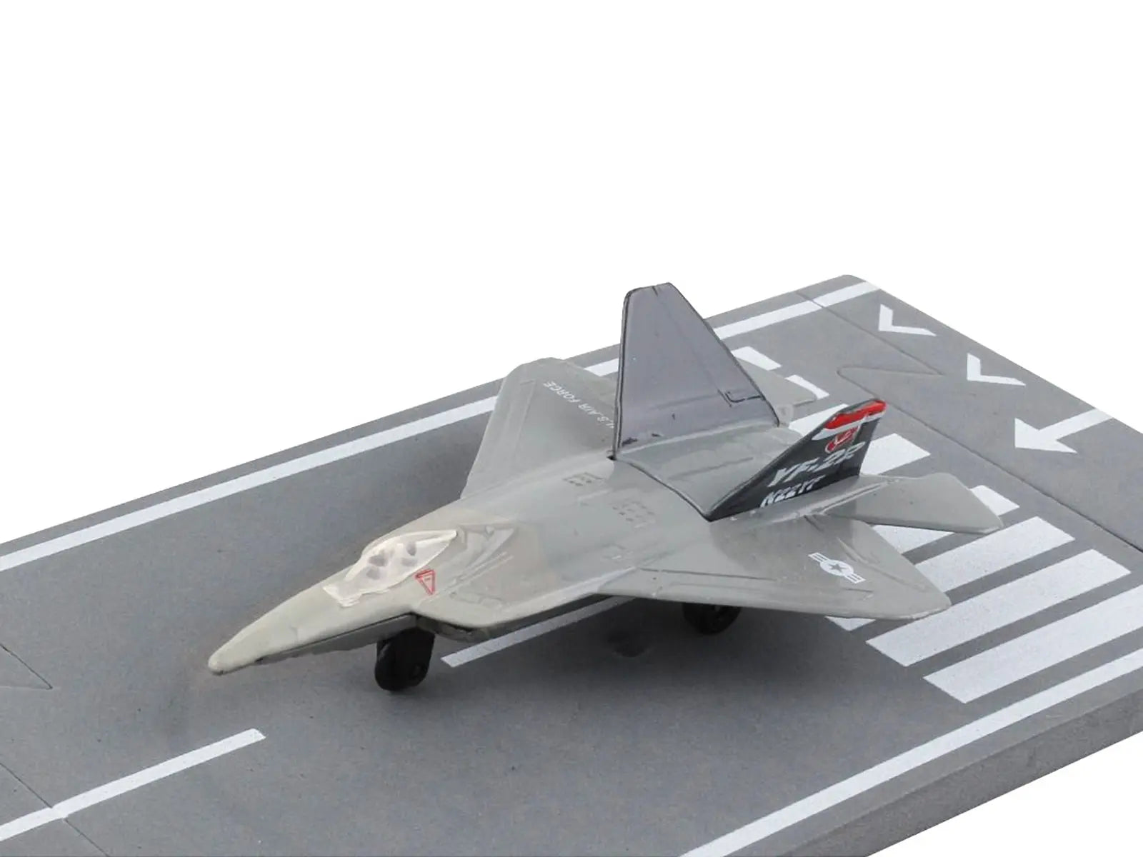 Lockheed Martin F-22 Raptor Stealth Aircraft Gray "United States Air Force YF-22" with Runway Section Diecast Model Airplane by Runway24 Runway24