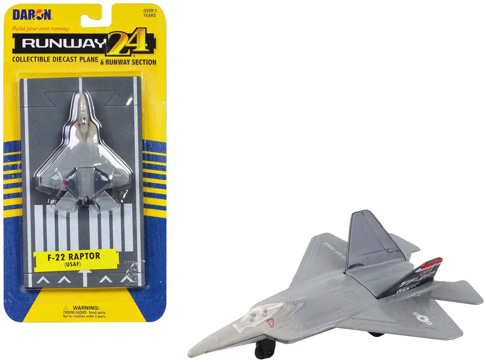 Lockheed Martin F-22 Raptor Stealth Aircraft Gray "United States Air Force YF-22" with Runway Section Diecast Model Airplane by Runway24 Runway24