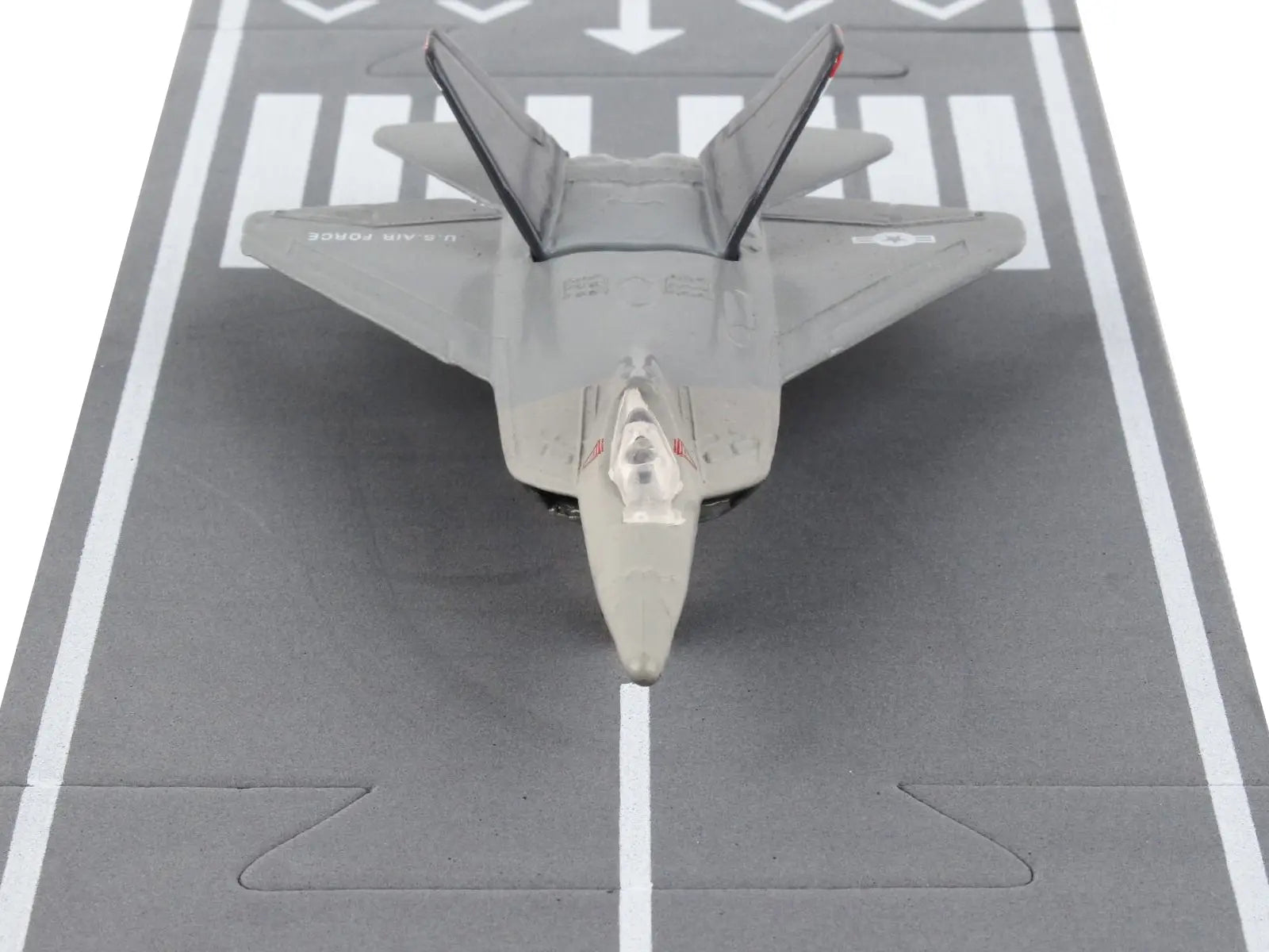 Lockheed Martin F-22 Raptor Stealth Aircraft Gray "United States Air Force YF-22" with Runway Section Diecast Model Airplane by Runway24 Runway24