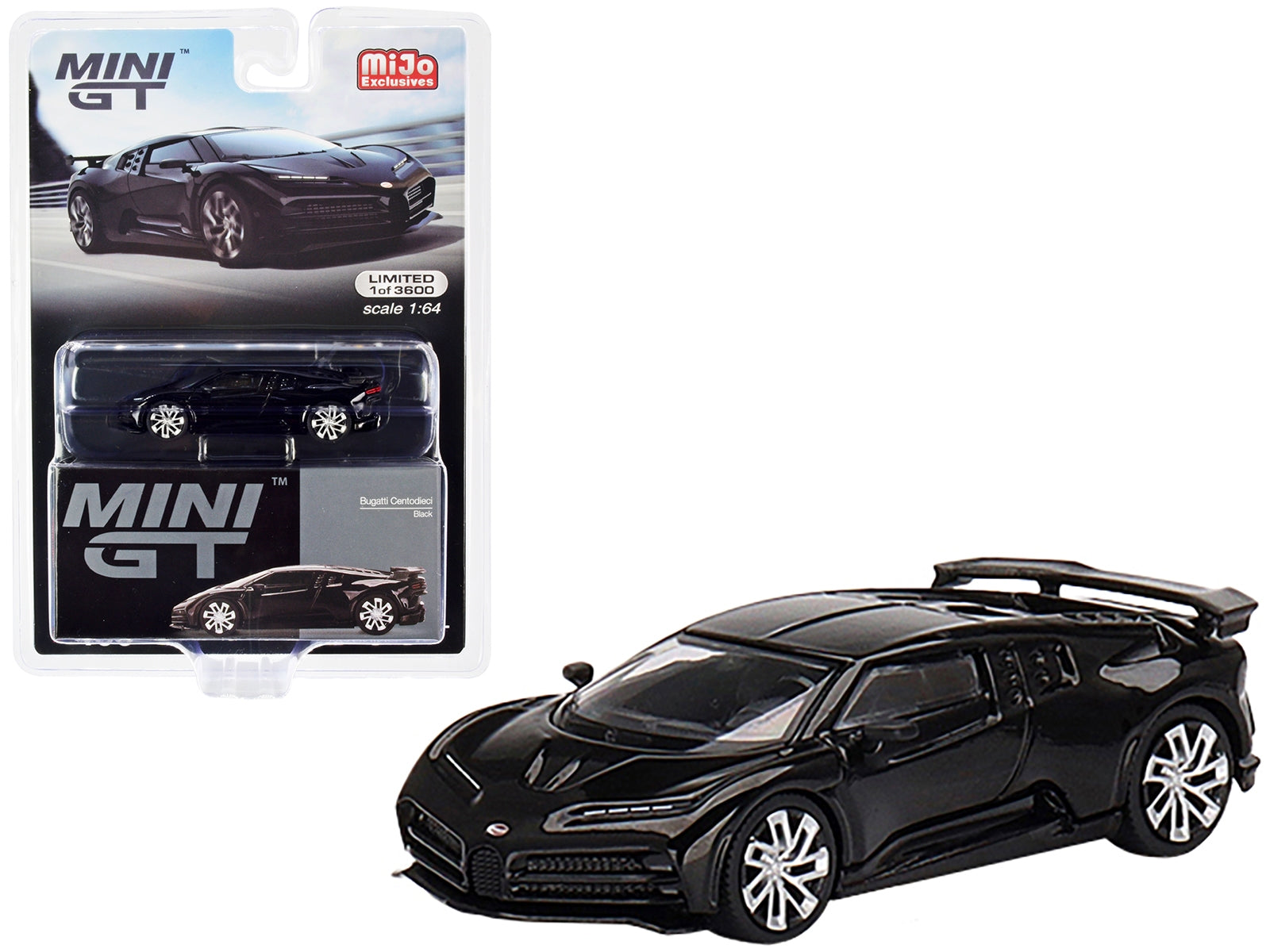 Bugatti Centodieci Black Limited Edition to 3600 pieces Worldwide 1/64 Diecast Model Car by True Scale Miniatures True Scale Miniatures