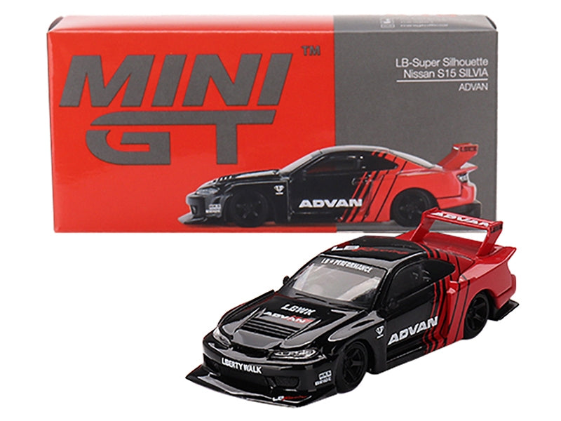 Nissan "LB-Super Silhouette" S15 SILVIA RHD (Right Hand Drive) Red and Black "ADVAN" Limited Edition 1/64 Diecast Model Car by Mini GT Mini GT