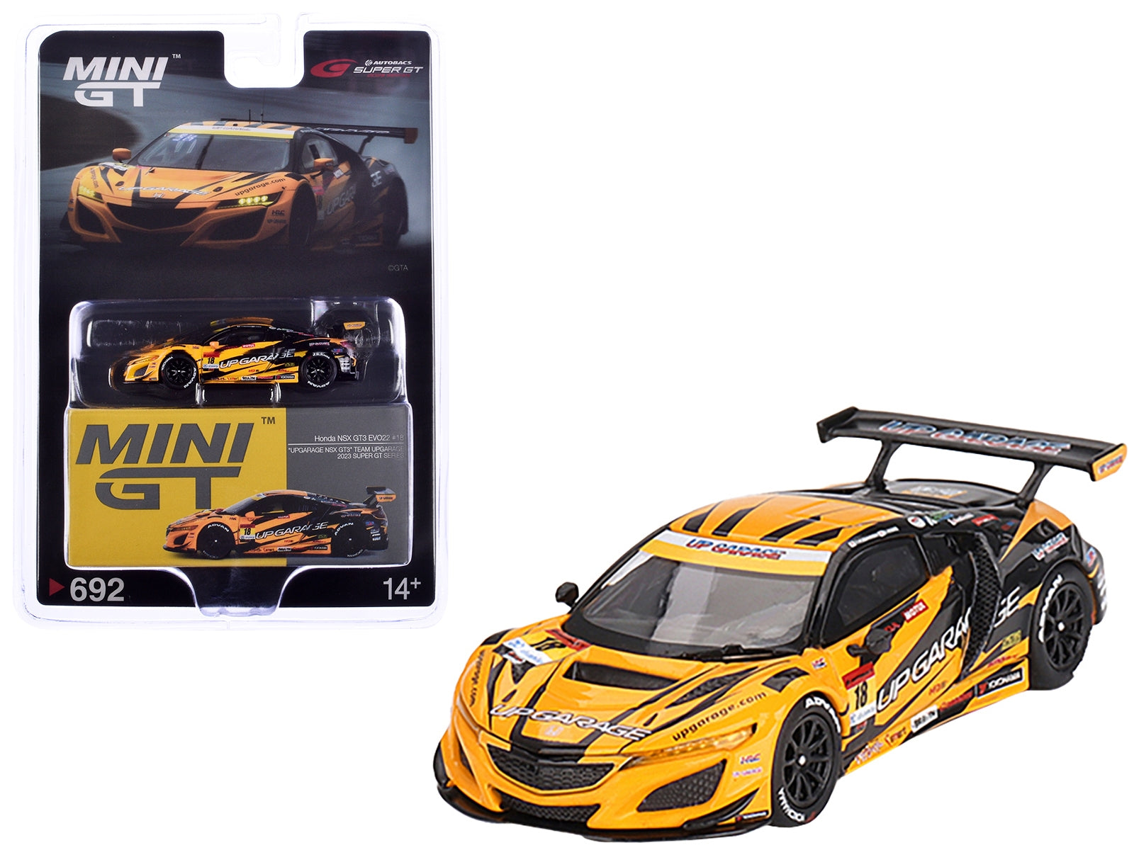 Honda NSX GT3 EVO22 #18 Takashi Kobayashi - Syun Koide "Team UpGarage" "Super GT Series" (2023) Limited Edition 1/64 Diecast Model Car by Mini GT Mini GT