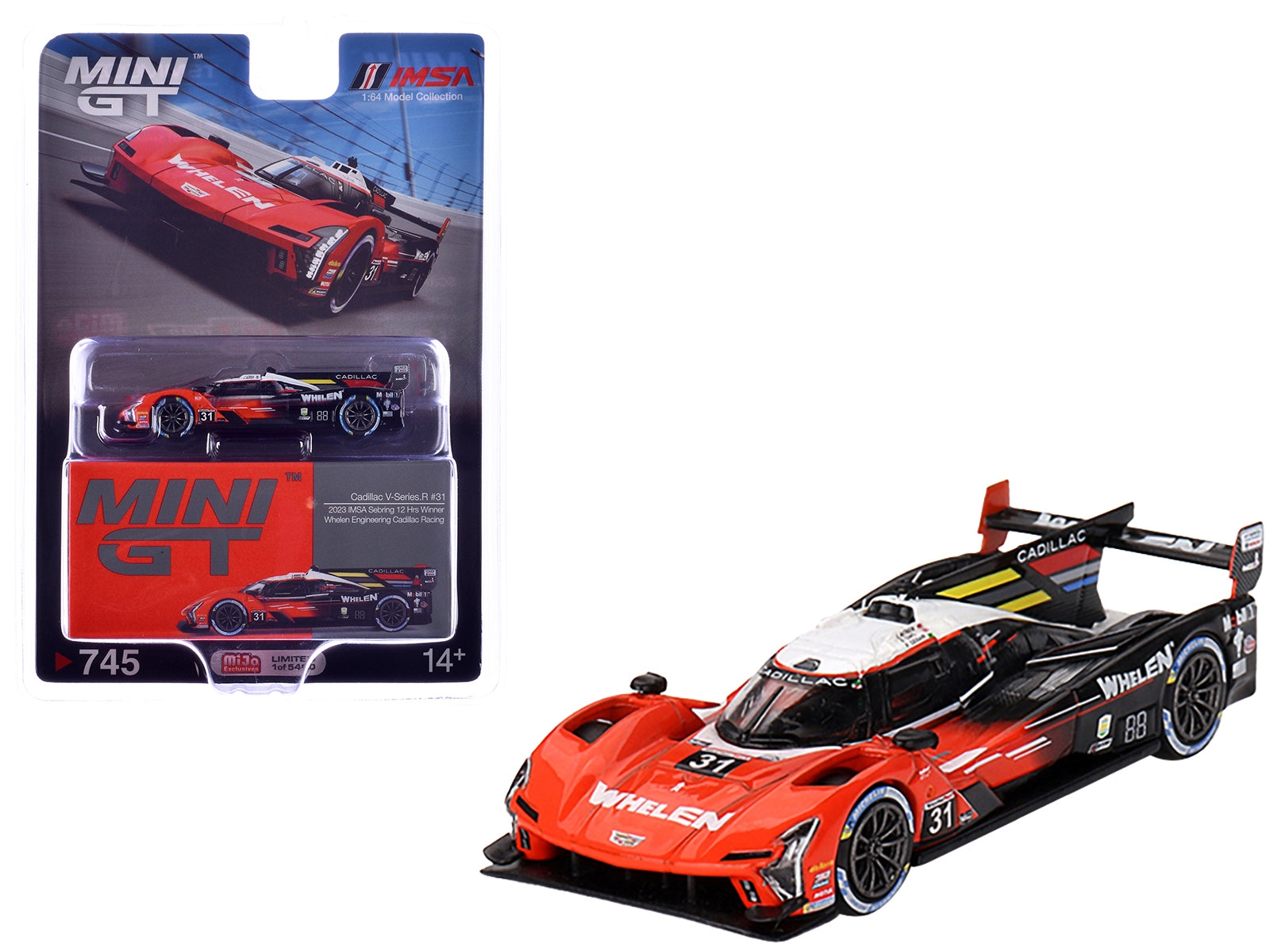 Cadillac V-Series.R #31 Jack Aitken - Pipo Derani - Alexander Sims "Whelen Engineering Racing" Winner IMSA "12 Hours of Sebring" (2023) Limited Edition to 5400 pieces Worldwide 1/64 Diecast Model Car by Mini GT Mini GT