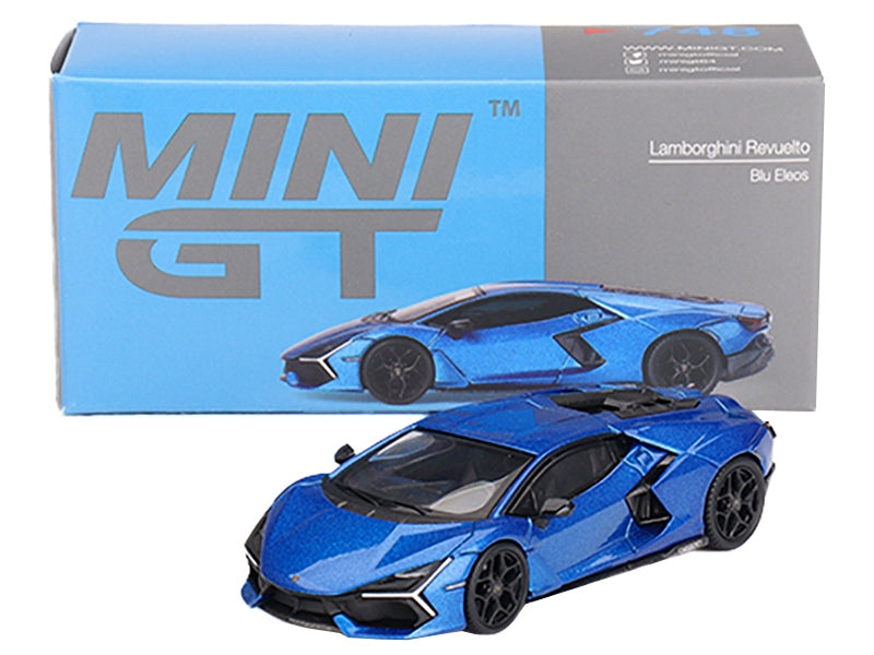 Lamborghini Revuelto Blu Eleos Blue Metallic Limited Edition to 8400 pieces Worldwide 1/64 Diecast Model Car by Mini GT Mini GT