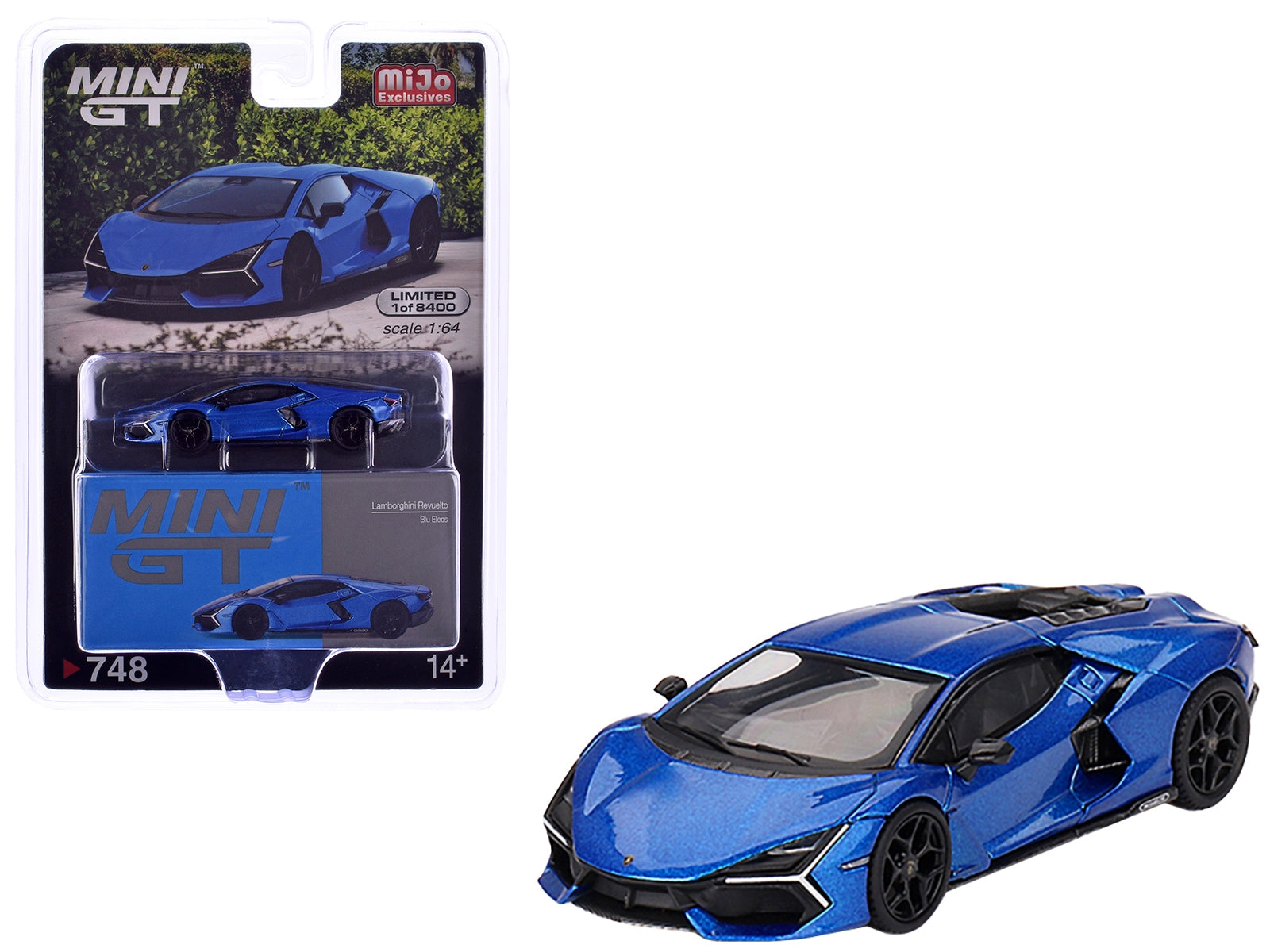 Lamborghini Revuelto Blu Eleos Blue Metallic Limited Edition to 8400 pieces Worldwide 1/64 Diecast Model Car by Mini GT Mini GT