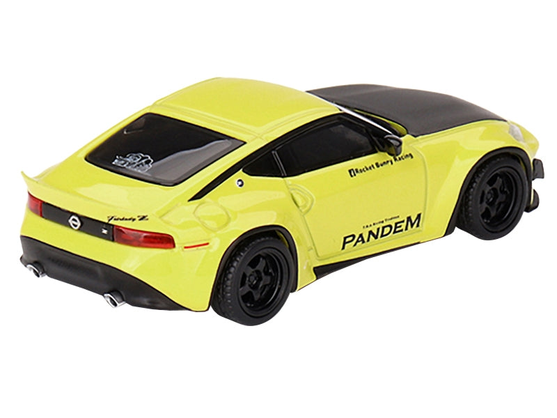 Nissan Z "Pandem" Ikazuchi Yellow with Carbon Hood Limited Edition to 4800 pieces Worldwide 1/64 Diecast Model Car by Mini GT Mini GT