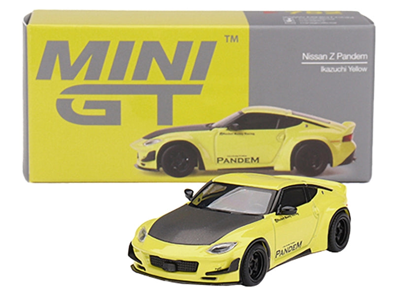 Nissan Z "Pandem" Ikazuchi Yellow with Carbon Hood Limited Edition to 4800 pieces Worldwide 1/64 Diecast Model Car by Mini GT Mini GT