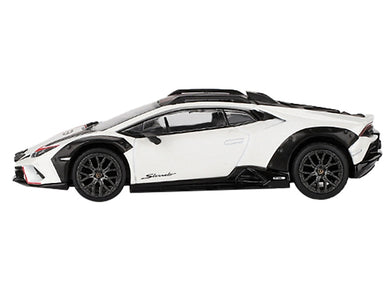 Lamborghini Huracan Sterrato Bianco Asopo White Metallic with Red Stripes and Matt Black Top Limited Edition to 7680 pieces Worldwide 1/64 Diecast Model Car by Mini GT Mini GT