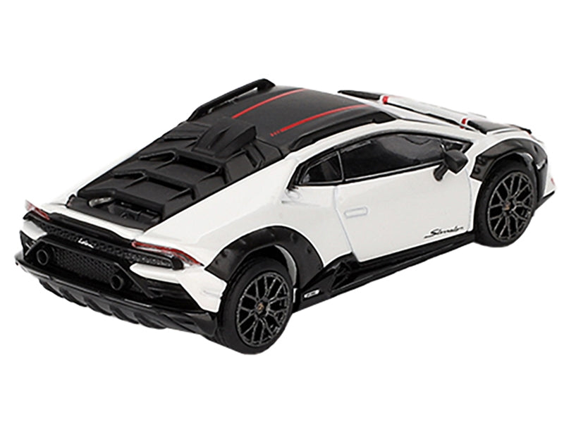 Lamborghini Huracan Sterrato Bianco Asopo White Metallic with Red Stripes and Matt Black Top Limited Edition to 7680 pieces Worldwide 1/64 Diecast Model Car by Mini GT Mini GT