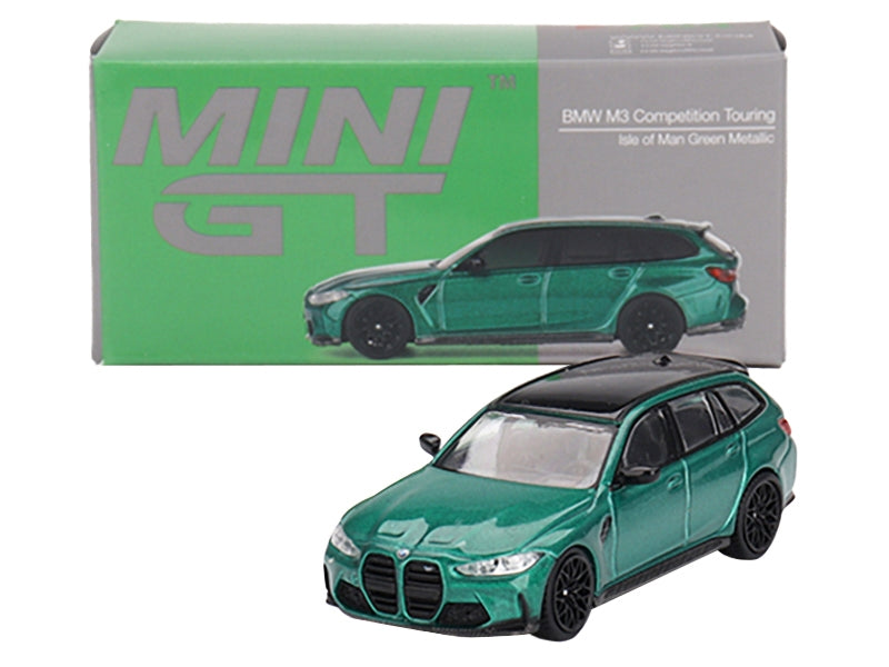 BMW M3 Competition Touring Isle of Man Green Metallic with Black Top Limited Edition to 3600 pieces Worldwide 1/64 Diecast Model Car by Mini GT Mini GT