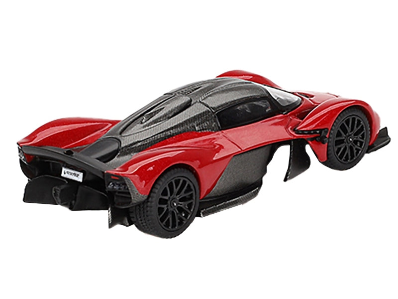 Aston Martin Valkyrie Hyper Red with Carbon Top Limited Edition to 3960 pieces Worldwide 1/64 Diecast Model Car by Mini GT Mini GT